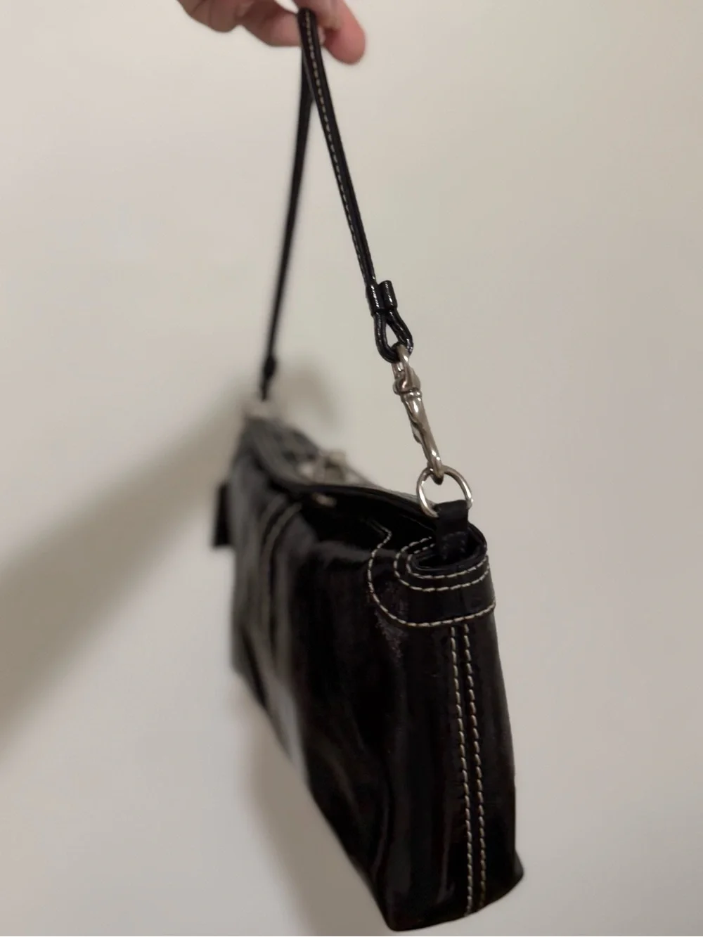 Coach Turnlock Wristlet- Gloss Black